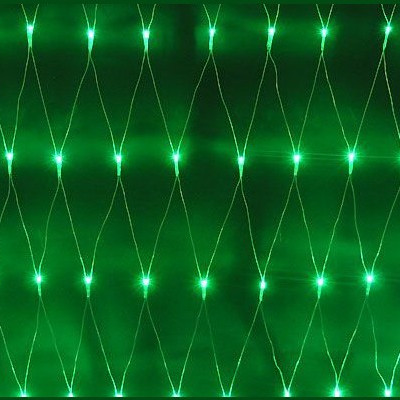 Электрогирлянда-сетка 300 зеленых светодиодов,  с доп.подключением до 3-х модулей /Китай