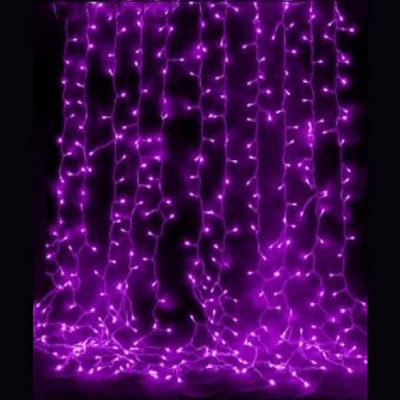 Световой занавес  150x150 368l led, фиолетовый, 16 нитей штора без t-коннекторов, соединяемая,  прозрачный провод, /Китай